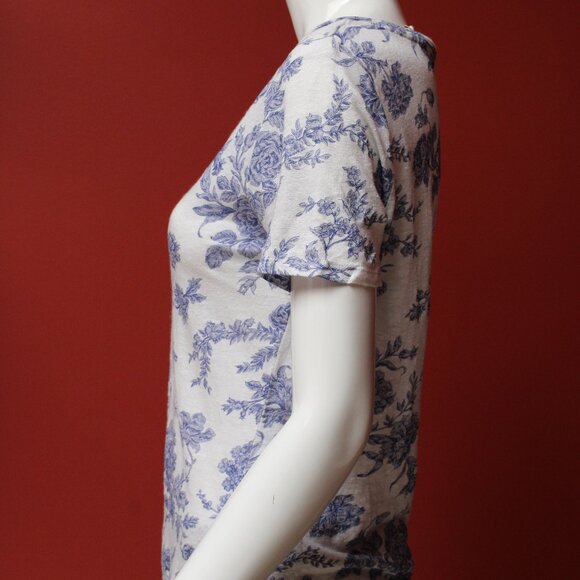 Cynthia Rowley Blue Floral Linen Shirt - Picture 6 of 10